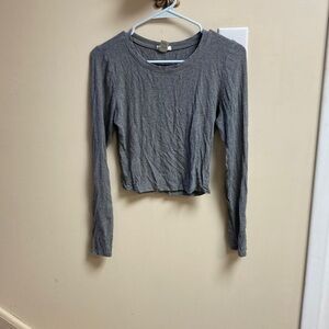 Bozzolo Gray Long Sleeve Crop Top
